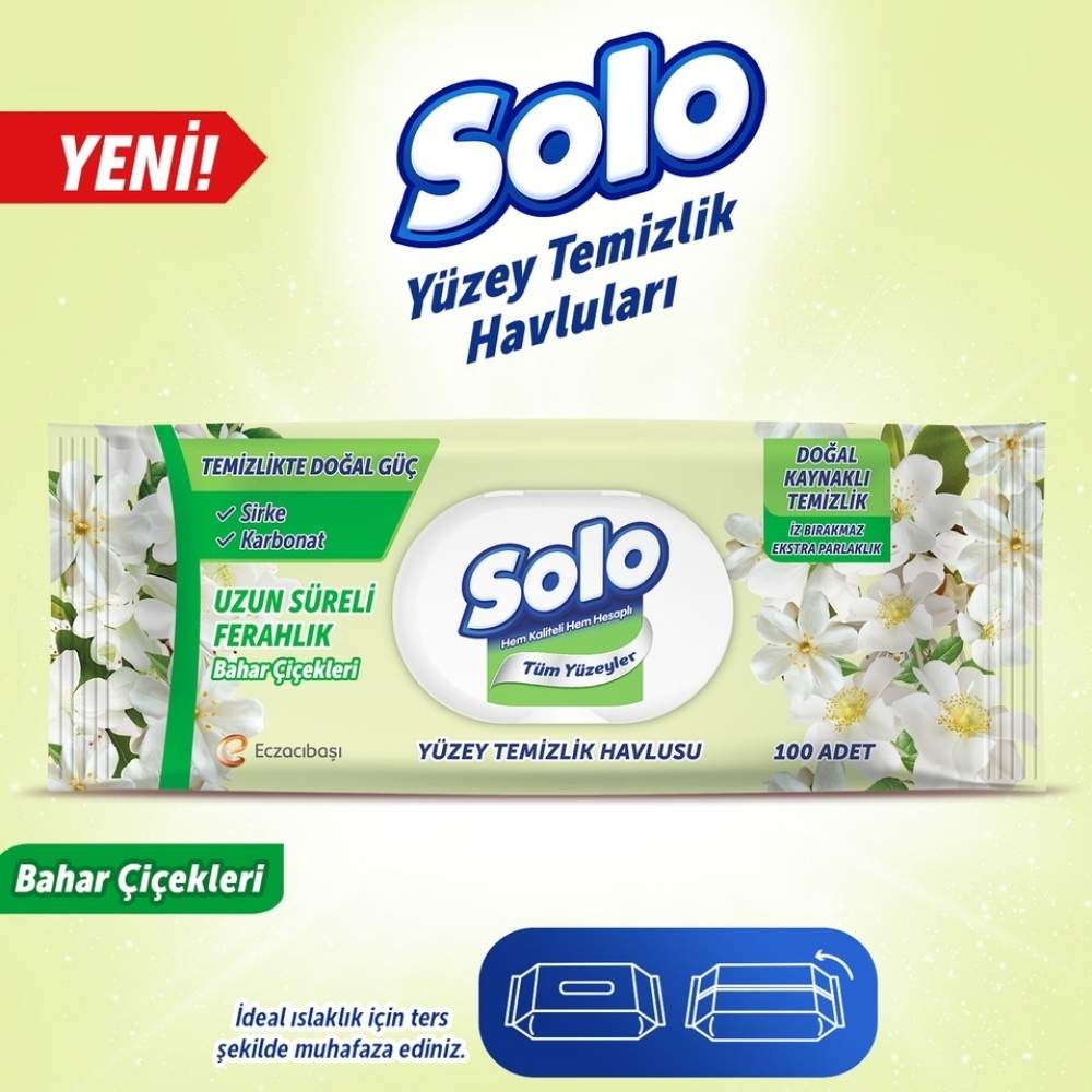Solo Spring Flowers Surface Cleaning Wipes 100 Count