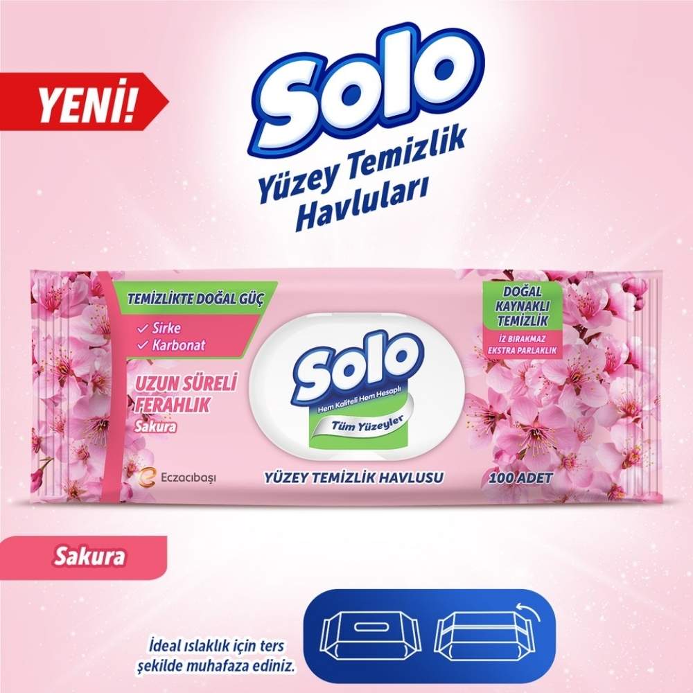 Solo Cherry Blossom Surface Cleaning Wipes 100 Count