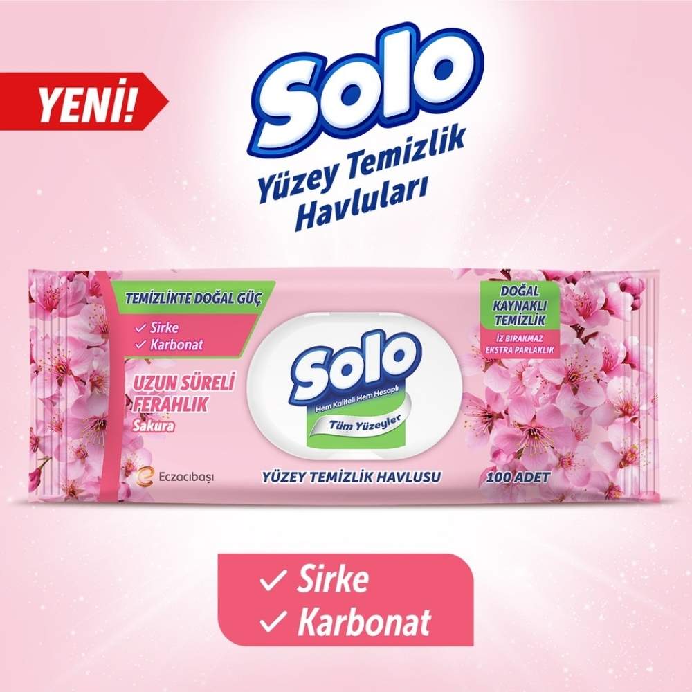 Solo Cherry Blossom Surface Cleaning Wipes 100 Count
