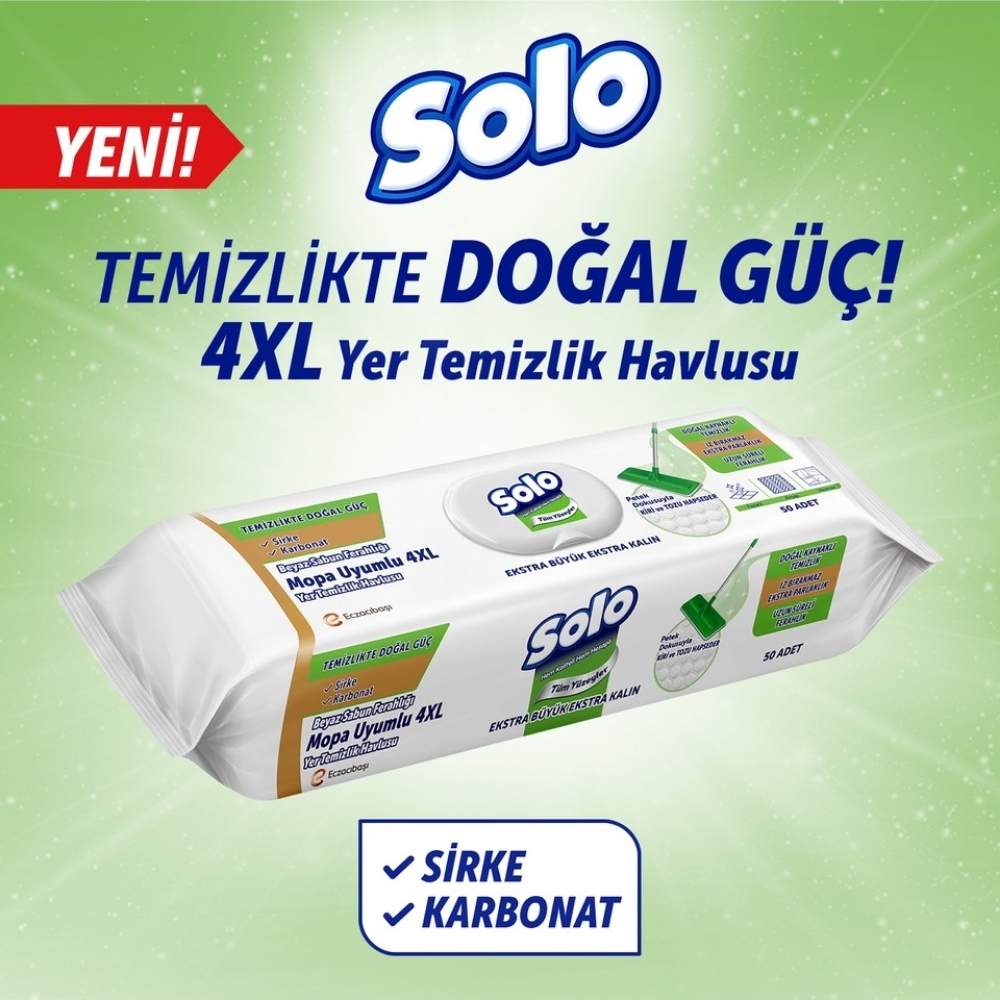 Solo White Soap Scented Surface Cleaning Mop Wipes 50 Count