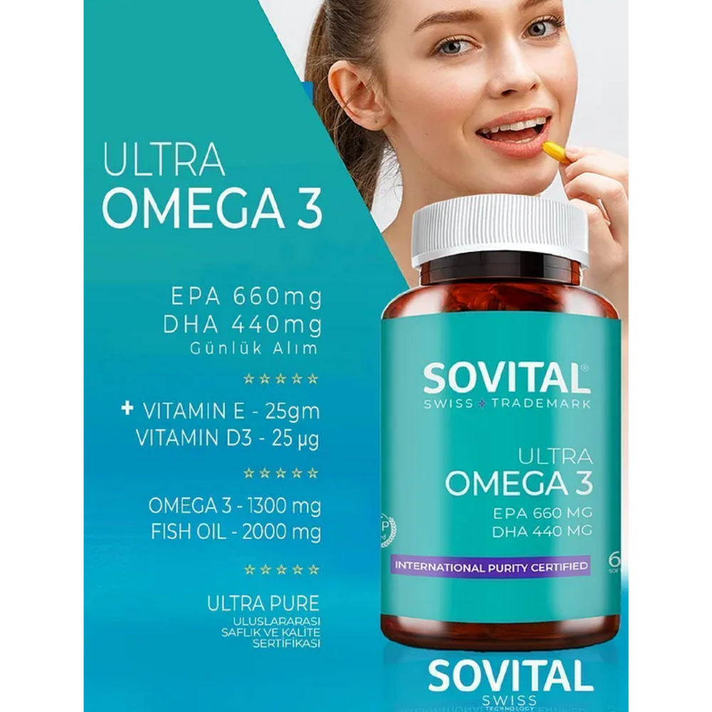 Sovital Ultra Omega 3 Heart & Brain Support 60 Softgels