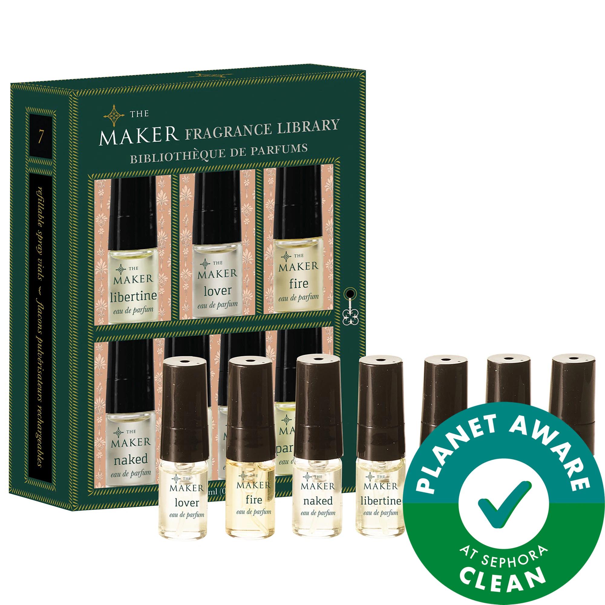 The Maker Fragrance Library Discovery Set - 7 Travel-Size Perfumes, Clean + Planet Positive The Maker Fragrance Library Discovery Set - Clean + Planet Positive fragrance discovery set, travel perfumes, sample perfumes, clean perfume, sustainable fragrances, perfume set for women, perfume gift set, The Maker, luxury fragrances, travel-size perfumes, eco-friendly beauty products, clean beauty, sustainable beauty, gift sets for her, fragrance samples, perfume discovery