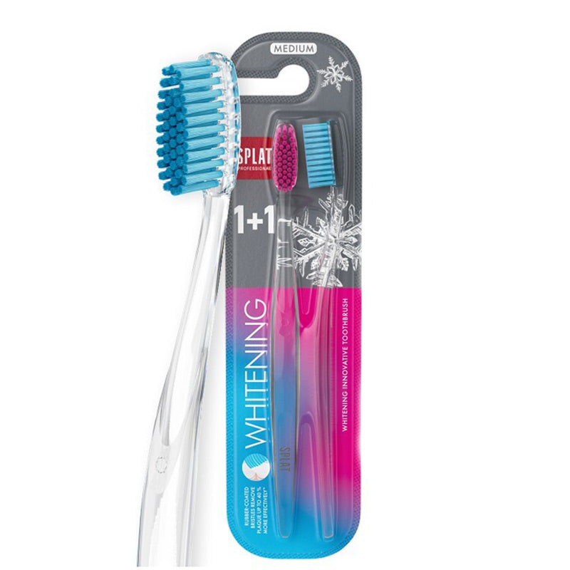 Splat Whitening Medium Toothbrush Set for Natural Brightness 2 Pack