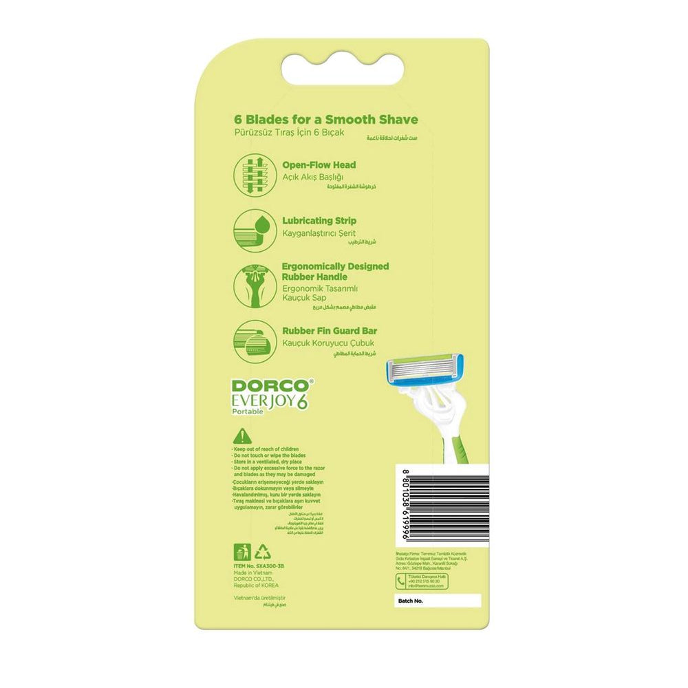 Dorco Everjoy6 Disposable Razor for Smooth Skin 3 Pack