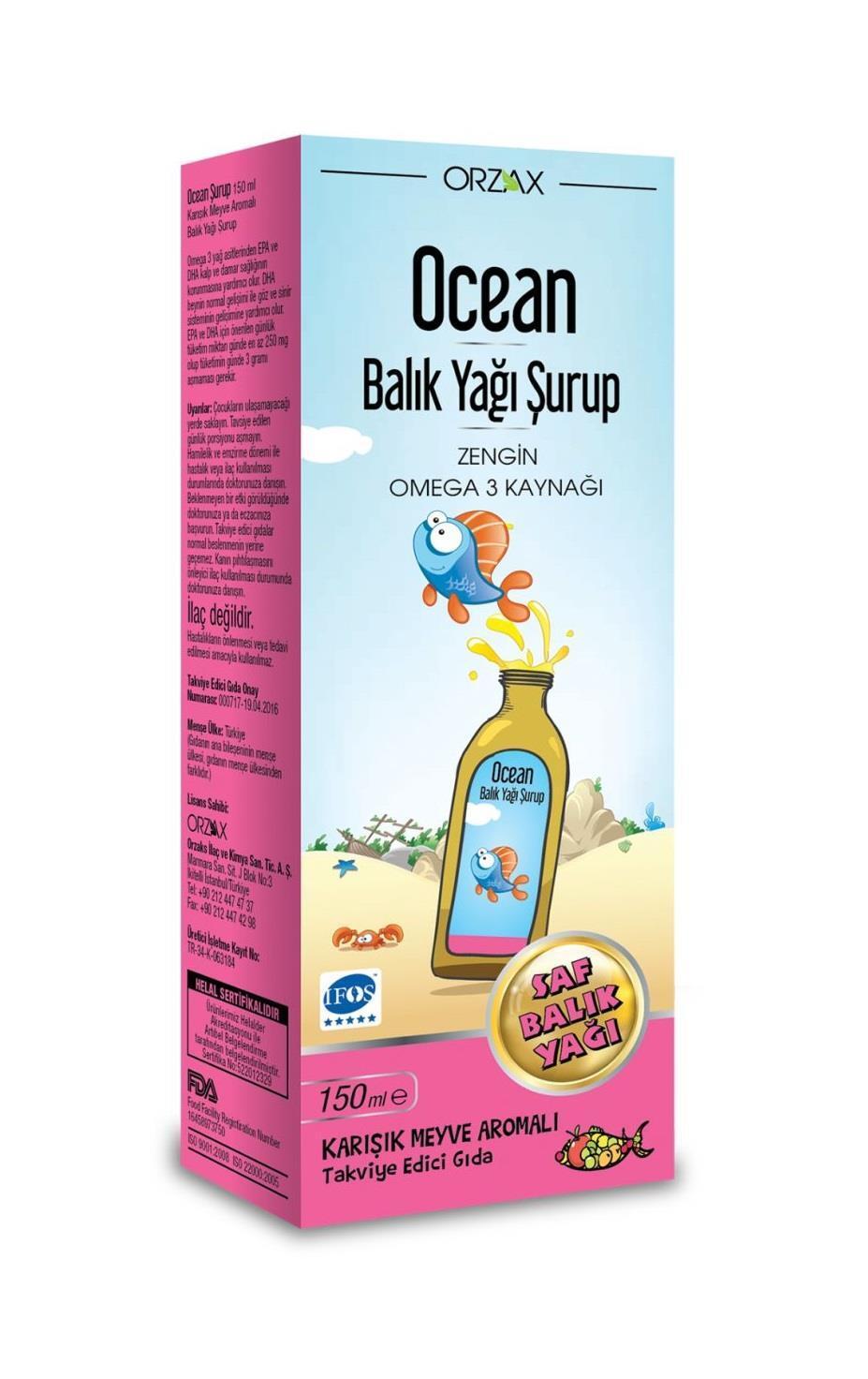 Orzax Ocean Omega-3 Fish Oil Syrup Mixed Fruit Flavor - 150ml & Cognitive Support - image 2