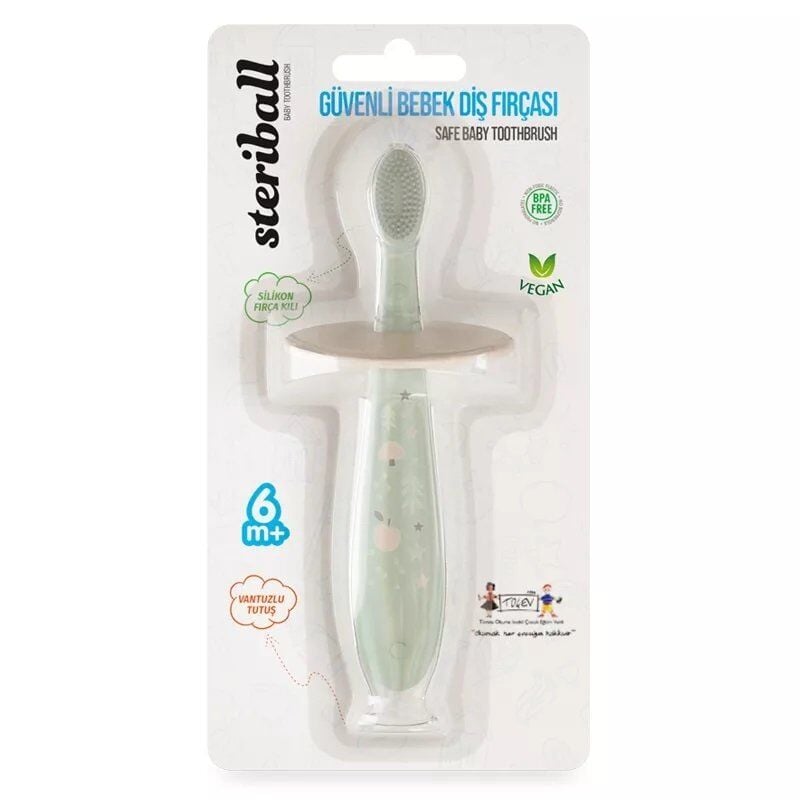 Steriball Safe Baby Toothbrush with Safety Shield Green