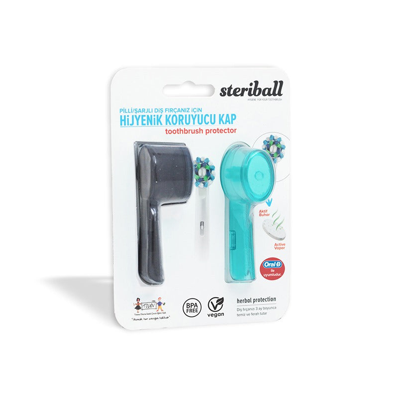 Steriball Hygienic Electric Toothbrush Case 2-Pack Black & Blue