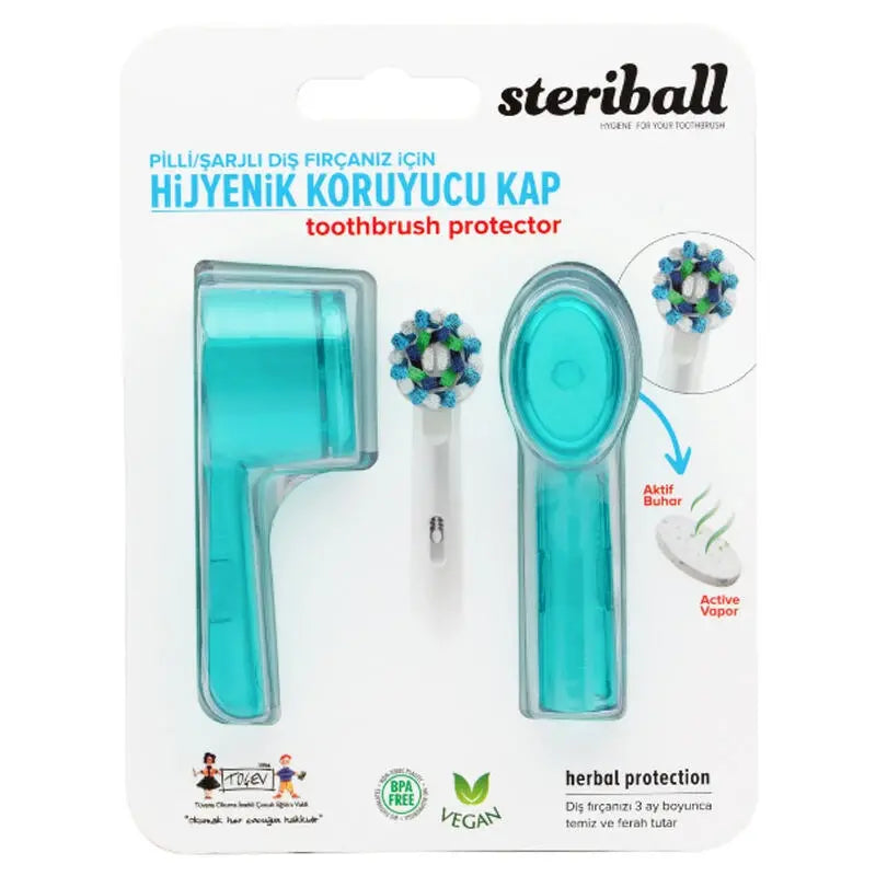Steriball Rechargeable Toothbrush Protective Caps Blue 2-Pack