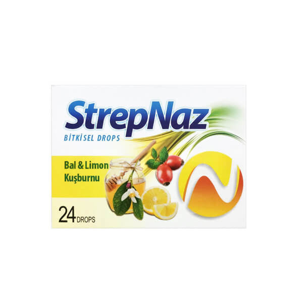 Strepnaz Honey-Lemon & Rosehip Soothing Throat Drops 24 Lozenges