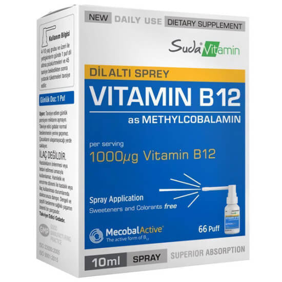 Suda Vitamin B12 Sublingual Spray for Energy Support 10 ml