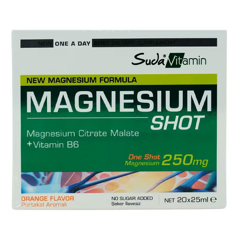 Suda Vitamin Magnesium Shot Orange Flavor Supplement 20 x 25ml