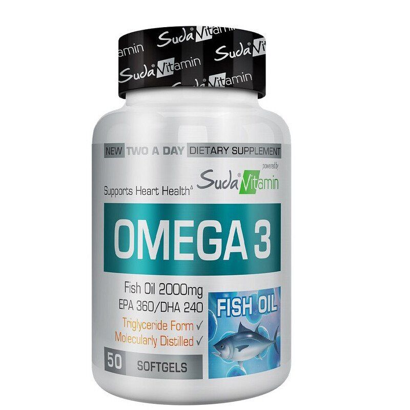 Suda Vitamin Omega 3 Fish Oil 2000mg Dietary Supplement 50 Softgels