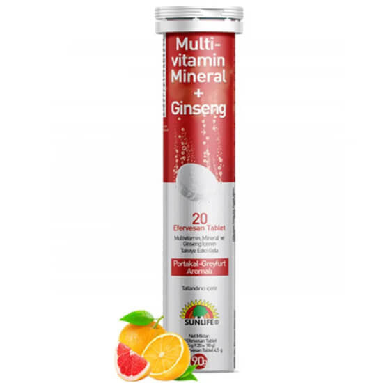 Sunlife Multi Ginseng Effervescent Multivitamin Support 20 Tablets