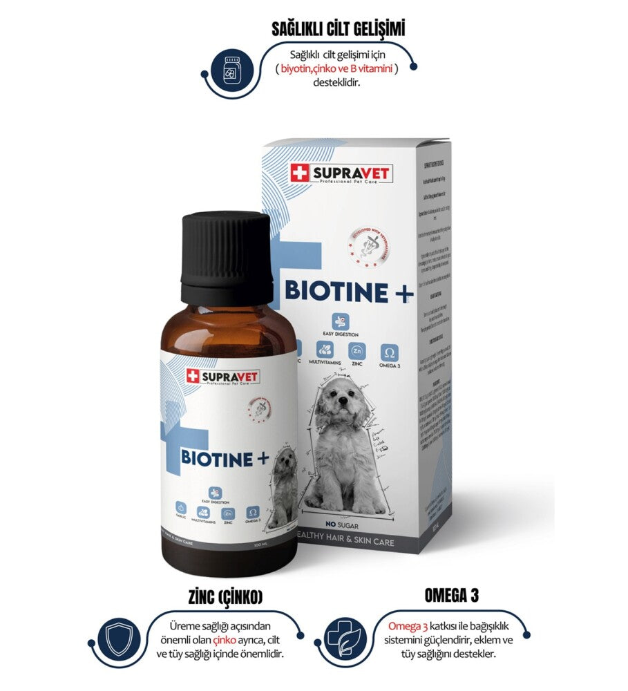 Supravet Plus + B Biotin & Zinc Dog Coat Health Drops 100 ml