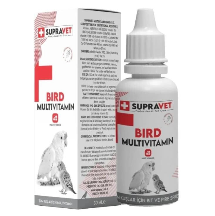 Supravet Plus Bird Multivitamin Drops for Parrots & Canaries 30ml