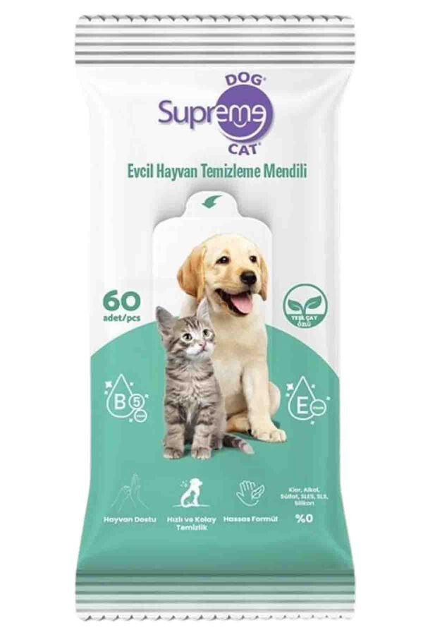 Supreme Green Tea Pet Cleaning Wipes for Paws & Fur 60 Count