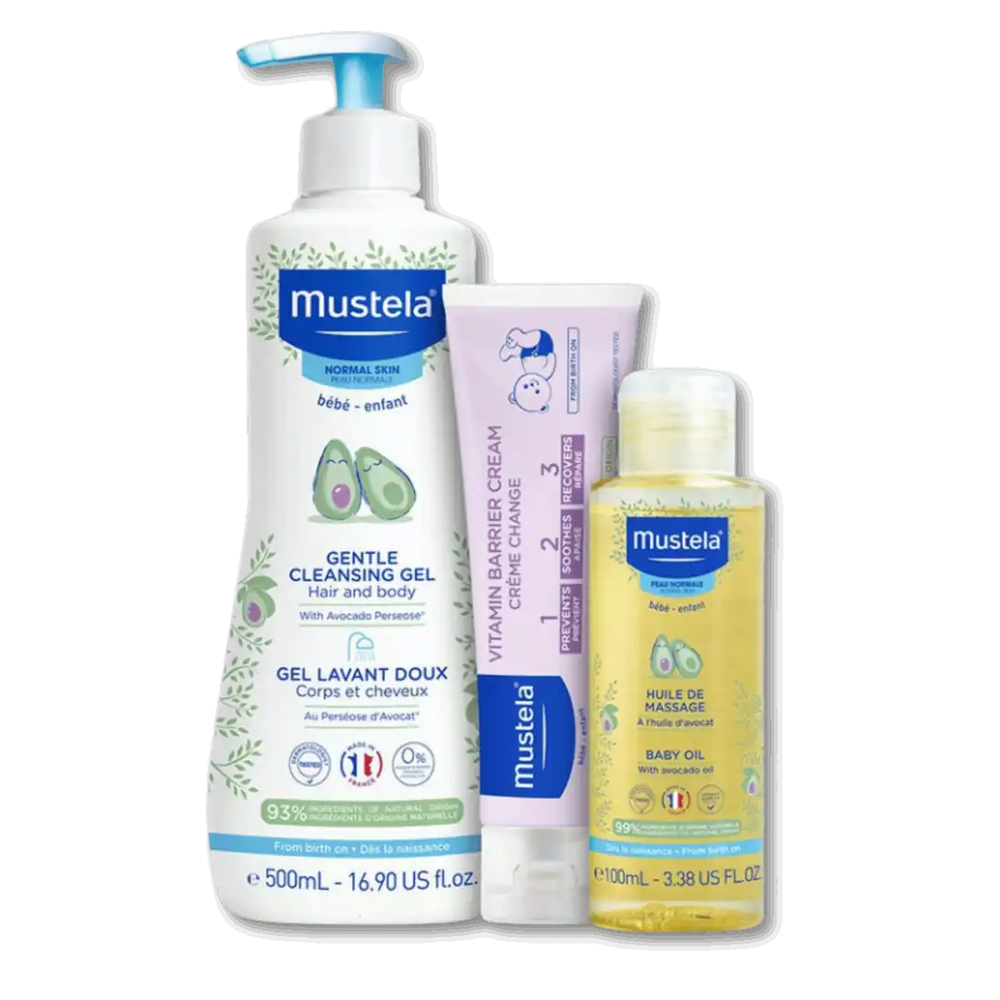 Mustela Baby Daily Solution Set for Gentle Skin Care 3 Items