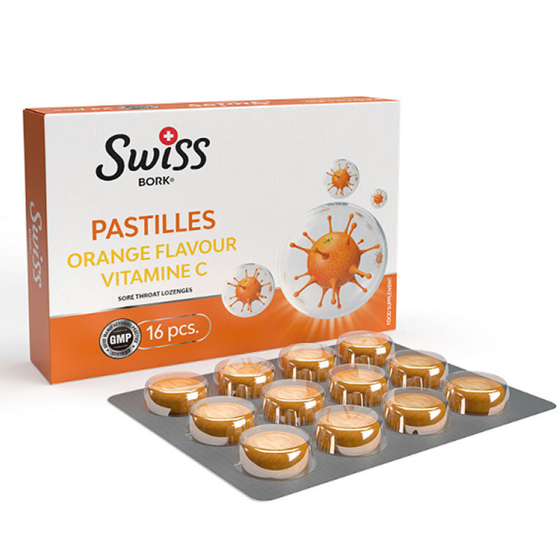 Swiss Bork Orange &amp; Vitamin C Lozenges 16 Count