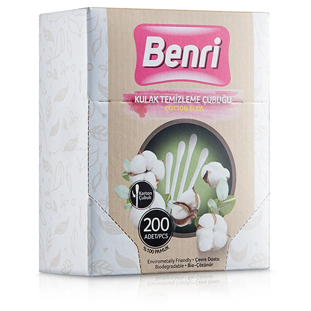 Benri Cotton Buds for Gentle Daily Ear Cleaning 200 Count