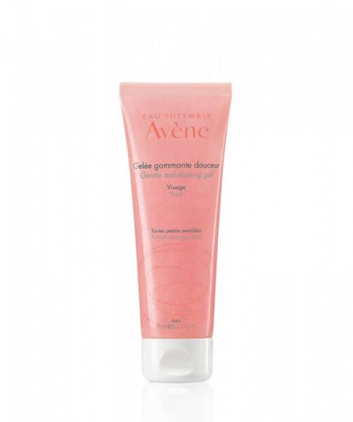 avene gentle exfoliating gel 75ml packaging, close up of the exfoliating gel texture, application of avene gentle exfoliating gel on skin Avène Gentle Exfoliating Gel - 75ml for Sensitive Skin Avène Gentle Exfoliating Gel - Sensitive Skin Care avene, gentle-exfoliating-gel, sensitive-skin, exfoliator, skin-care, facial-care, gentle-peeling, hydrating-exfoliant, ai-generated, skincare-products