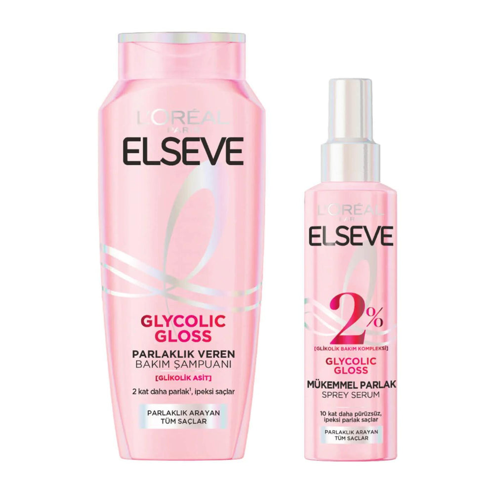 Elseve Glycolic Gloss Shampoo & Glossing Spray Set 450ml