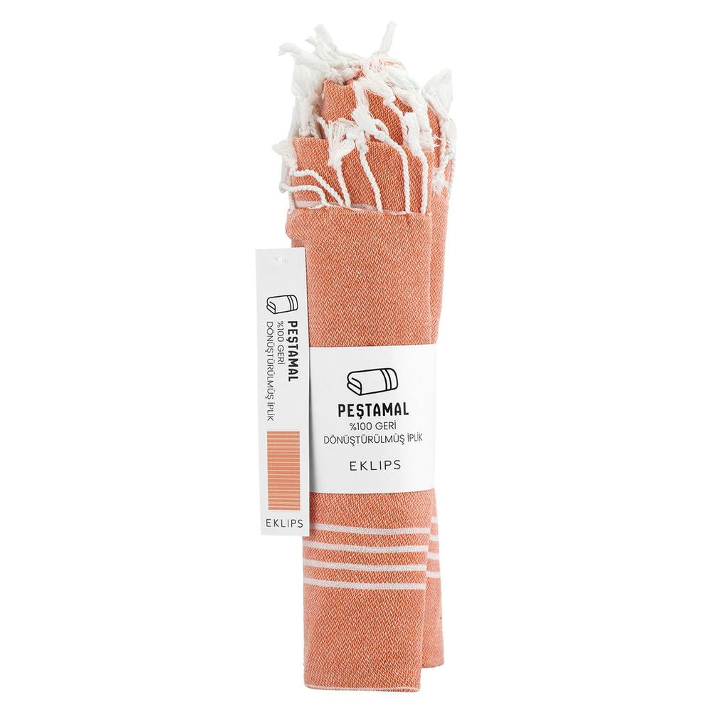 Eklips Orange Striped Peshtamal Turkish Towel