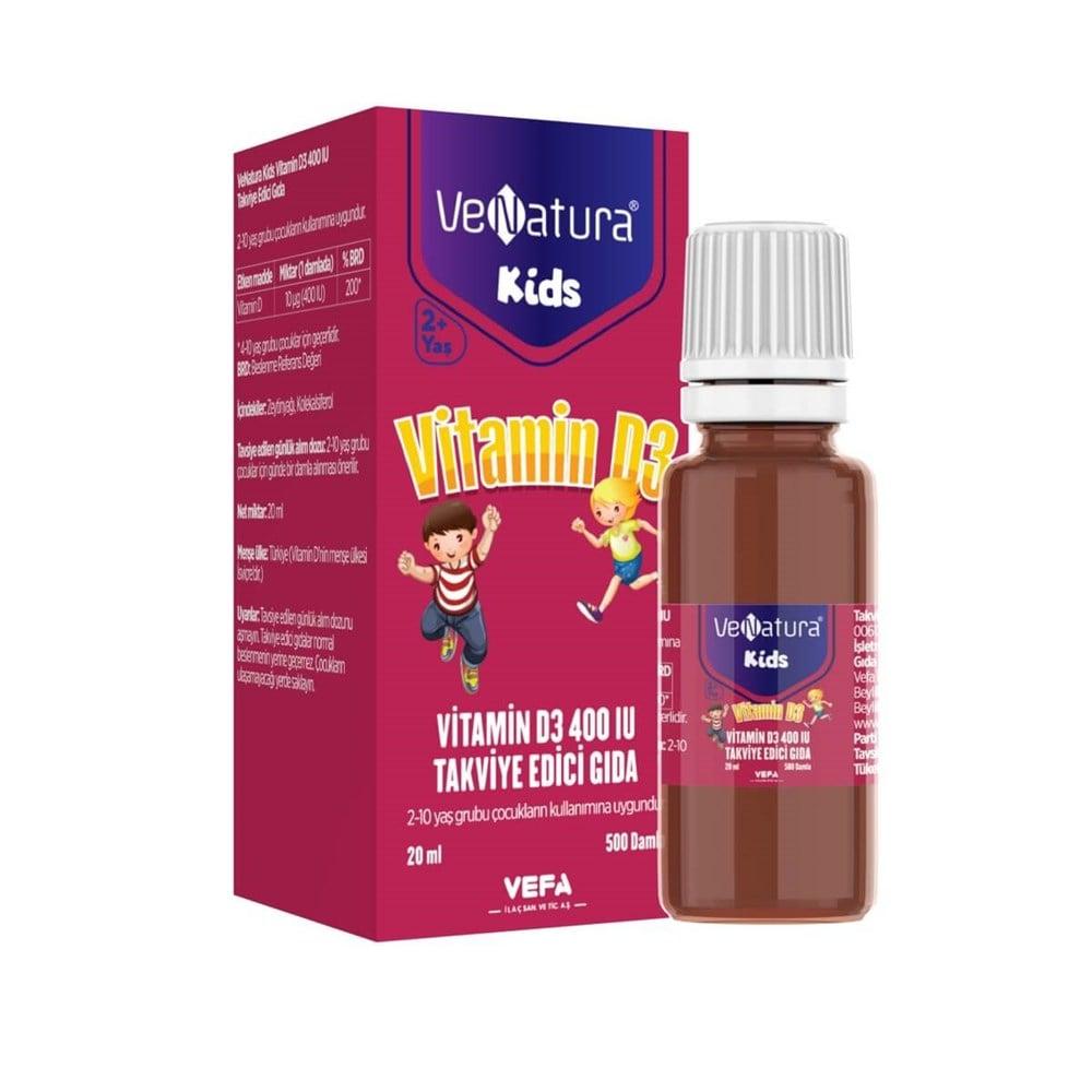 Venatura Kids Vitamin D3 400 IU: Support Bone Health &amp; Immunity - Easy Liquid Drops for Children Ages 2-10