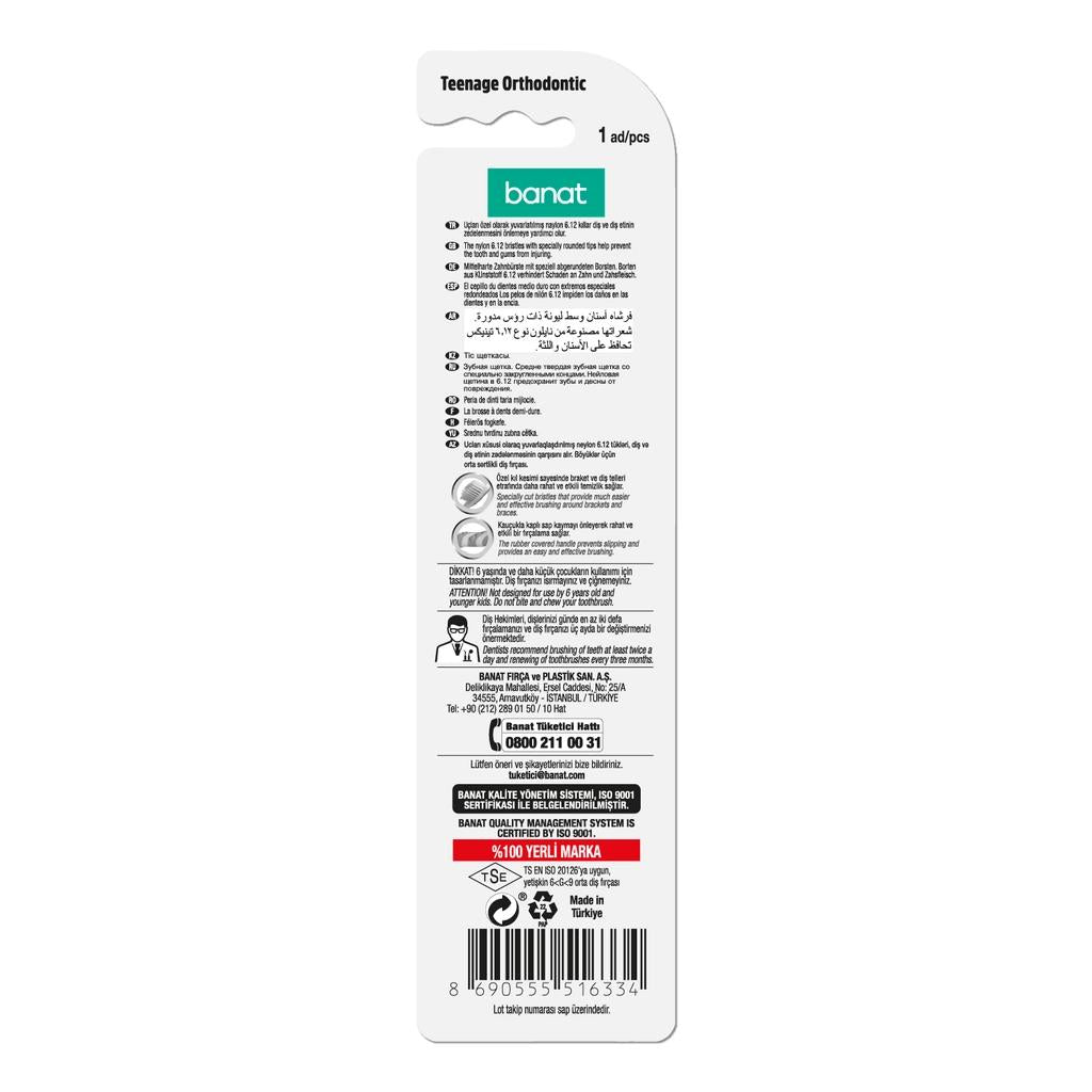 Banat Teenage Orthodontic Toothbrush Medium Bristles