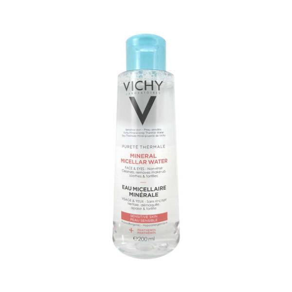 vichy mineral micellar water 200ml bottle, vichy micellar water application on cotton, vichy gentle makeup remover for sensitive skin Vichy Mineral Micellar Water - Gentle Make-Up Remover | 200ml Vichy Mineral Micellar Water - 200ml for Sensitive Skin vichy, micellar-water, makeup-remover, sensitive-skin, skin-care, hydrating, cleansing, no-rinse, ai-generated, beauty