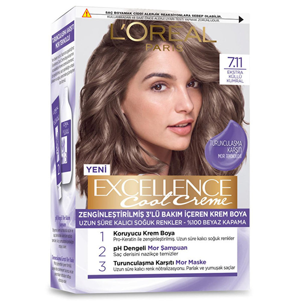 Loreal Paris Excellence Cool Creme Hair Dye 7.11 - Long-Lasting Cool Tones with Pro-Keratin - view 3