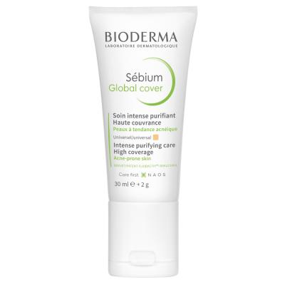 Bioderma Sebium Global Cover Foundation and Treatment Cream - Lightweight, Non-Comedogenic Makeup for - Foundation