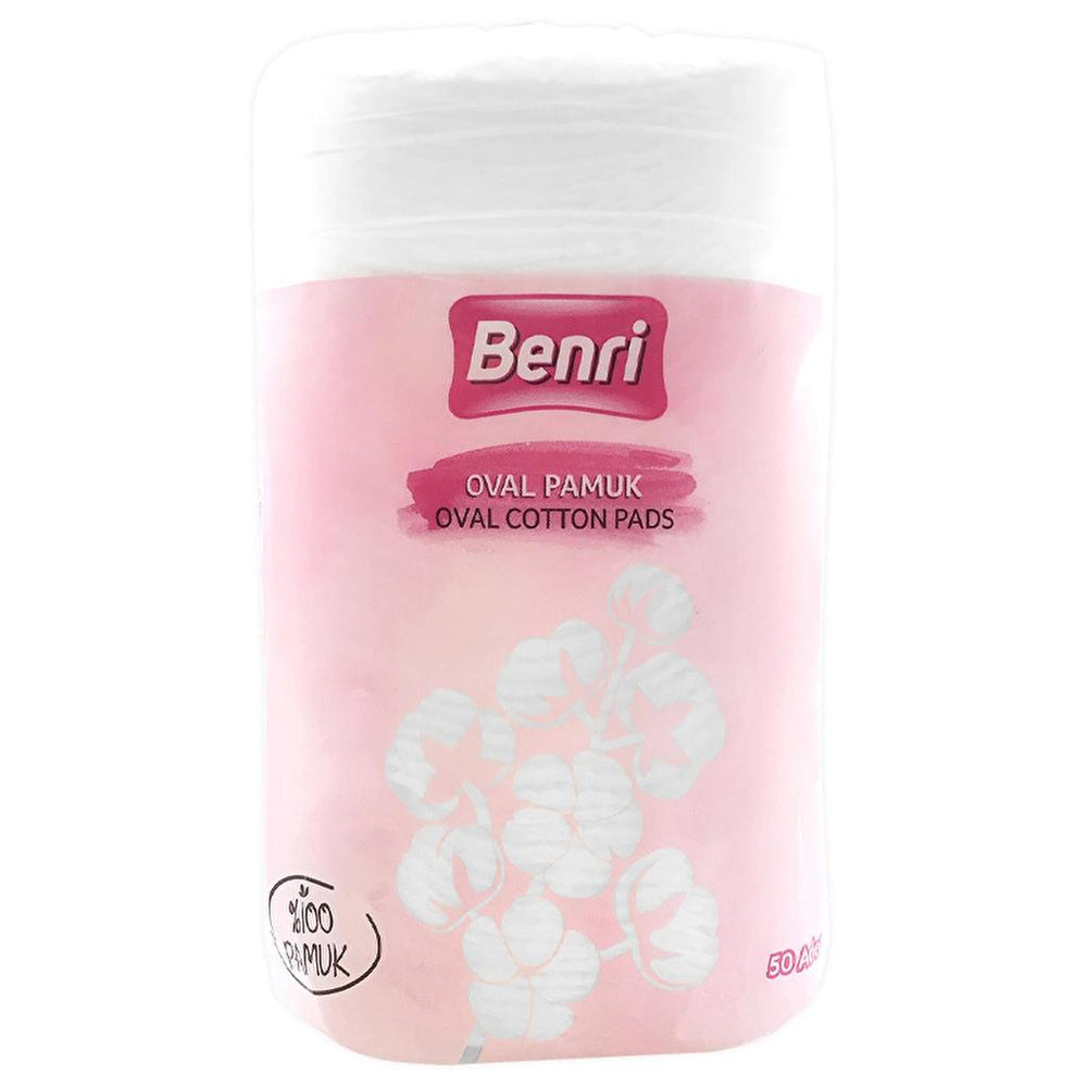 Benri Oval Cotton Pads for Gentle Cleansing 50 Count
