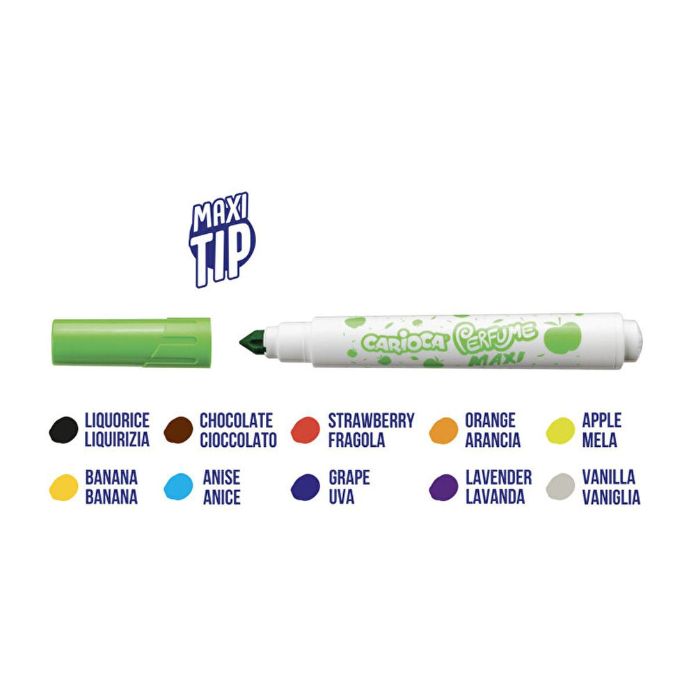 Carioca Scented Markers, 10-Pack Non-Toxic Art Supplies for Kids - Washable Fragranced Drawing Tools - Fragrance