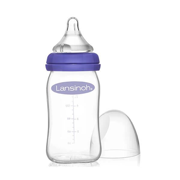 Lansinoh Glass Feeding Bottle 160ml + NaturalWave Bottle Teat Slow Flow - image 10