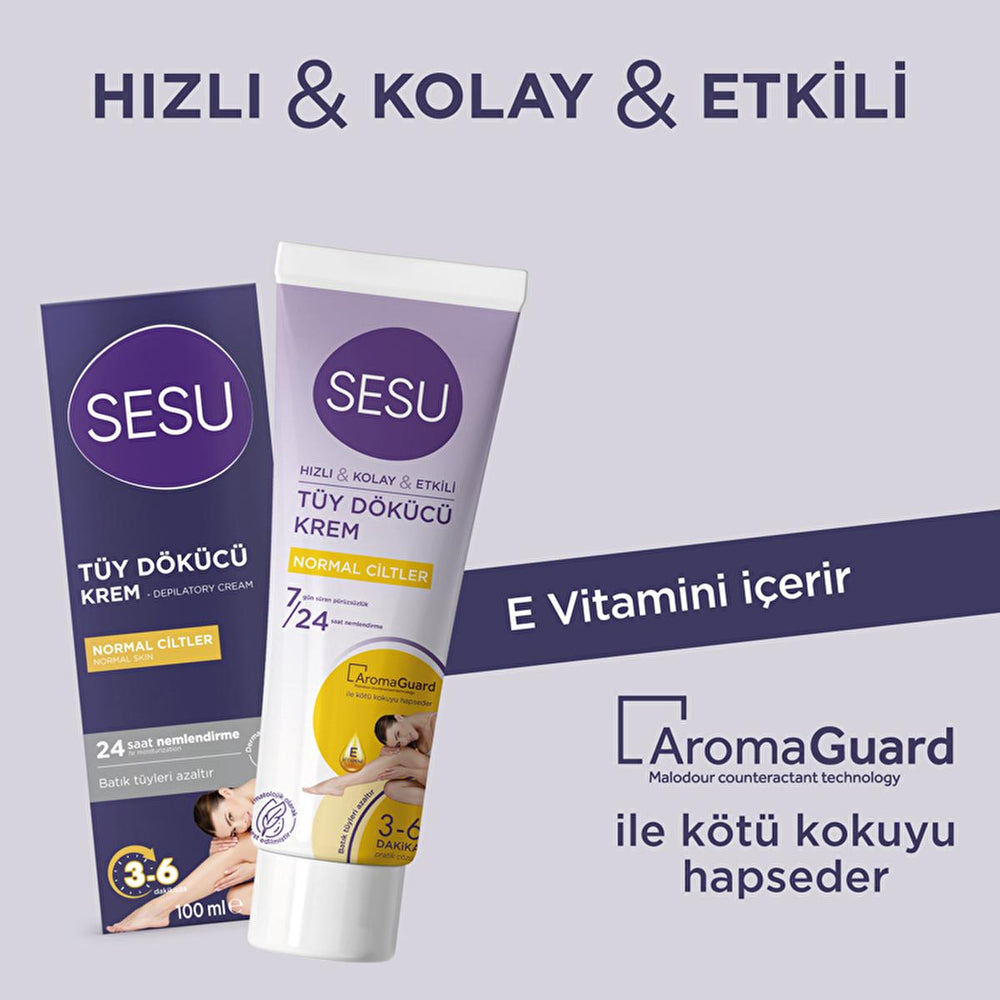 Sesu Hair Removal Cream for Normal Skin - 3.38 fl oz, Dermatologically Tested, Vitamin E & Bisabolol Enriched - view 4