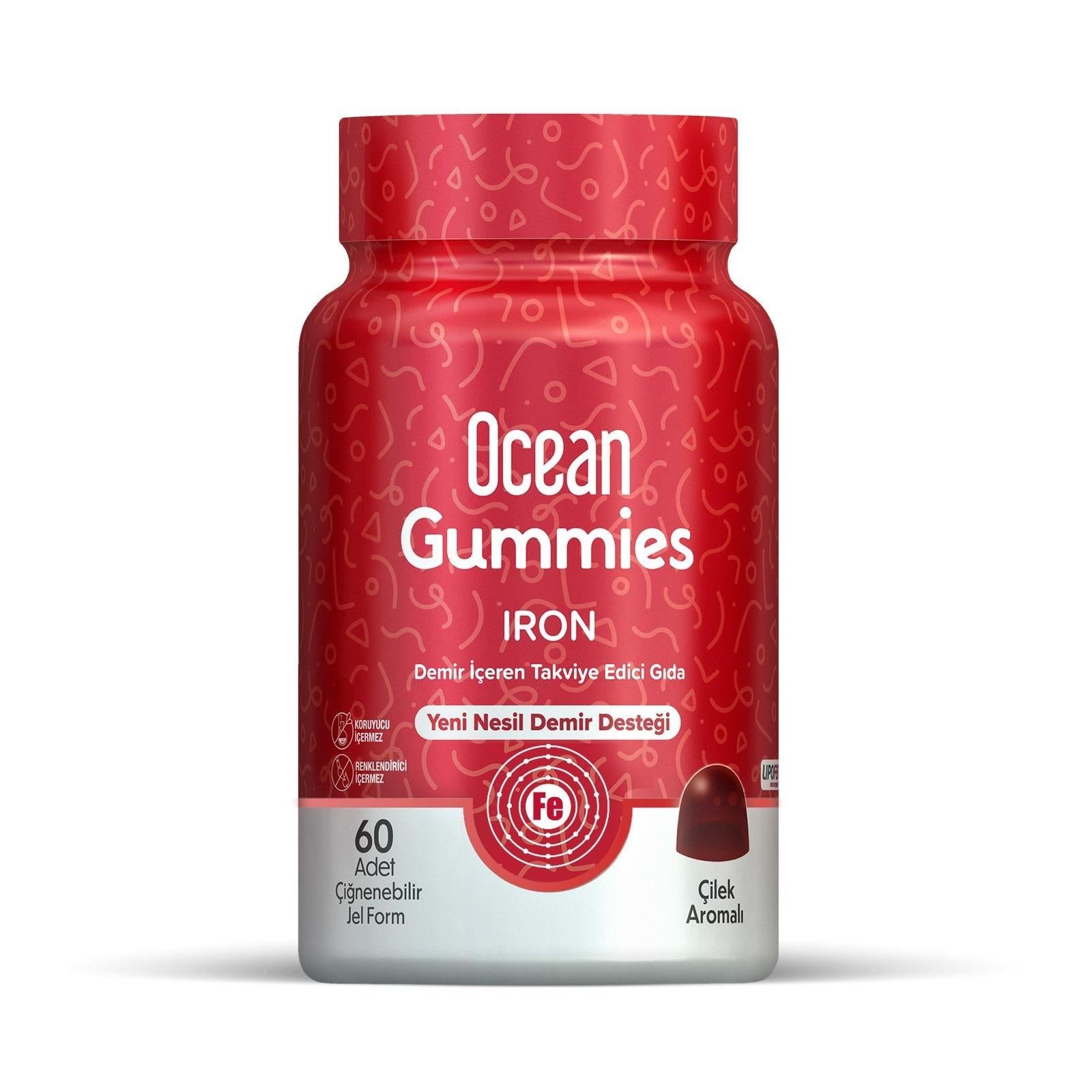Ocean Gummies Iron Supplement - 60 Chewable Strawberry Flavor Iron Gummies for Iron Deficiency, Dietary Supplement Ocean Gummies Iron Supplement - 60 Chewable Gummies Iron supplement, Chewable iron, Iron deficiency, Dietary supplement, Ocean Gummies Iron, Strawberry flavor, Microencapsulation technology, Health supplement, Nutrition, Wellness