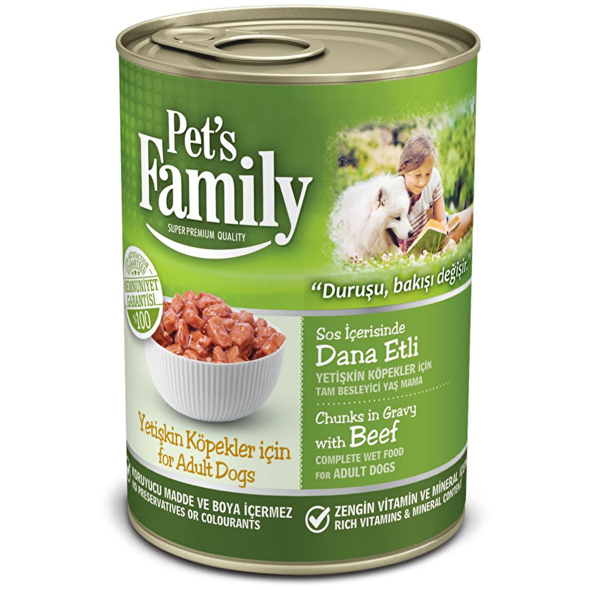 Pet's Family Adult Dog Food - Wet Beef Canned Dog Food, 400g - High-Quality Nutrition for Your Pet - Vitamin &amp; Supplement