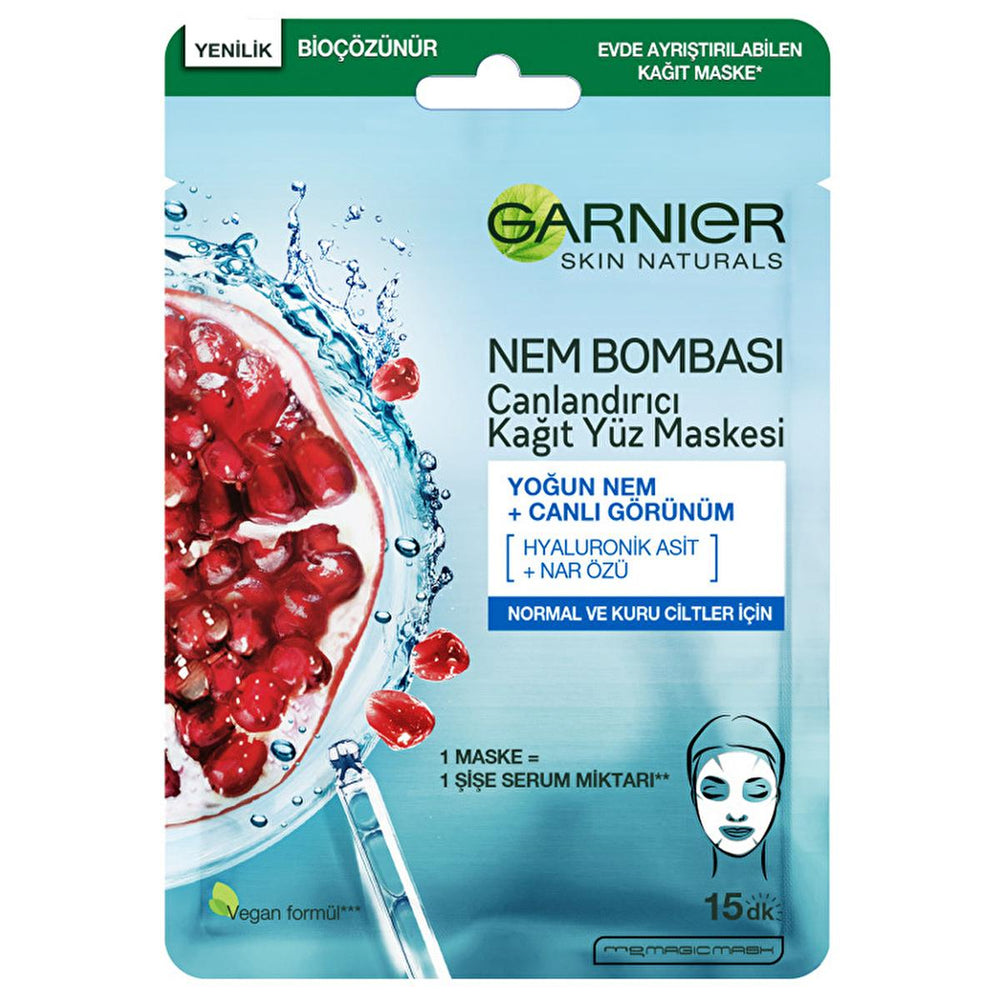 Garnier Moisturizing Face Mask with Pomegranate Extract & Hyaluronic Acid for Normal to Dry Skin - Intensive - Face Mask