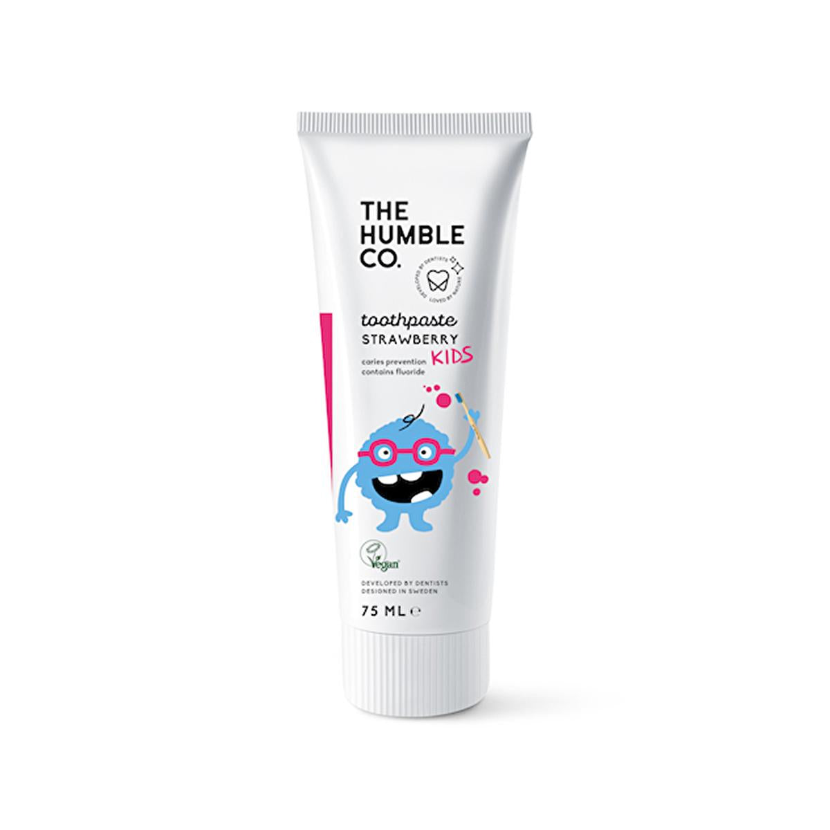 Humble Co. Natural Toothpaste for Kids - Vegan, Gluten-Free, Strawberry Flavor Natural Kids Toothpaste - Vegan & Gluten-Free natural toothpaste for kids, vegan toothpaste, gluten-free toothpaste, children's oral care, sodium fluoride toothpaste, kids oral hygiene, natural oral care, safe toothpaste for children, eco-friendly toothpaste, strawberry flavor toothpaste