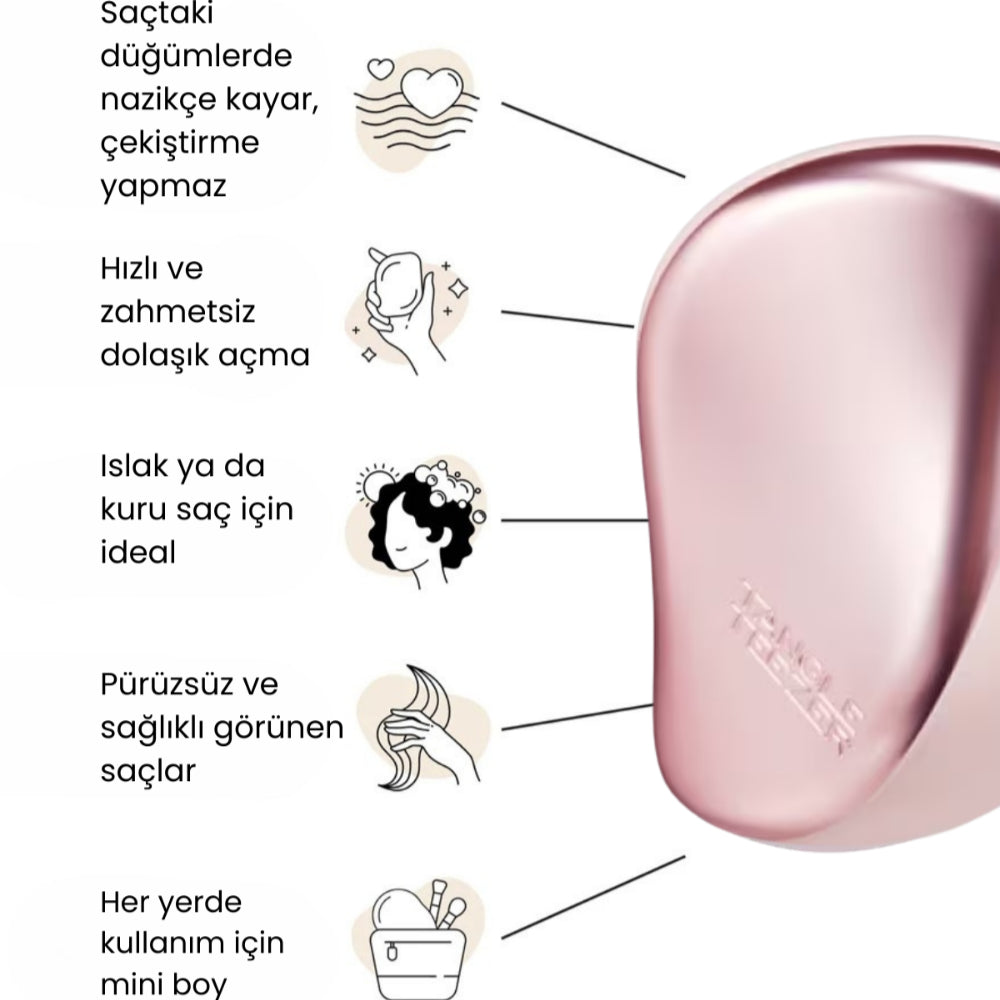 Tangle Teezer Compact Styler Pink Matte Chrome Hairbrush 1 Count