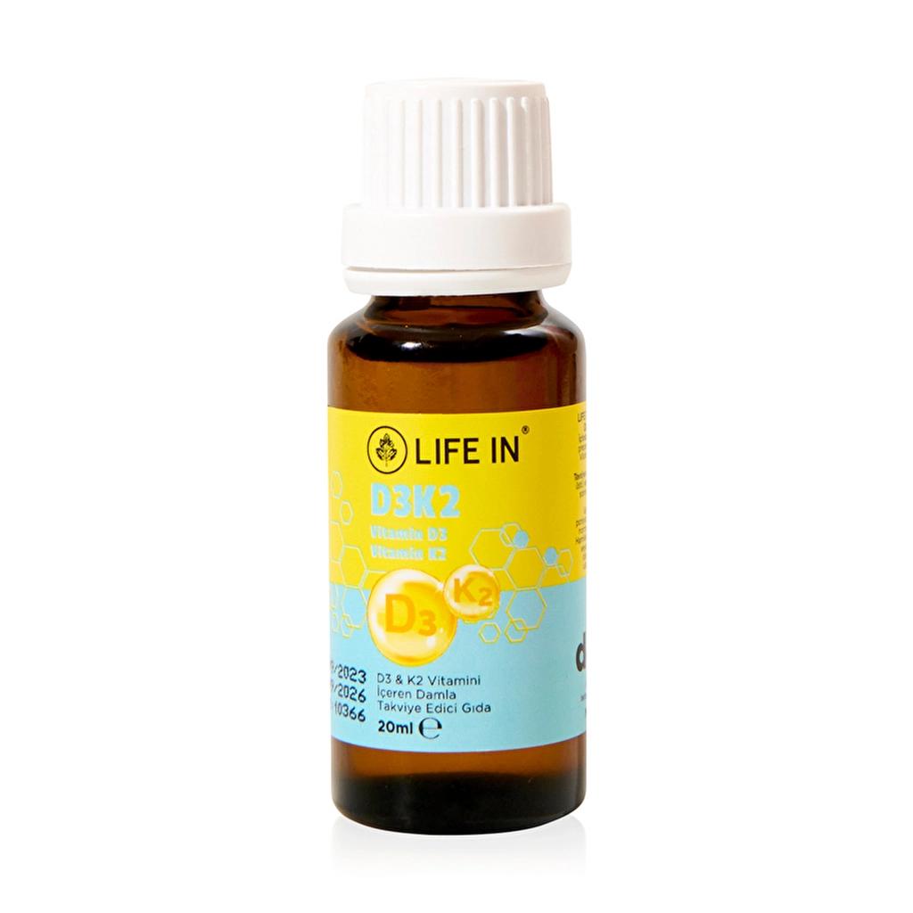 Life In Vitamin D3 &amp; K2 Liquid Supplement Drops 20 ml