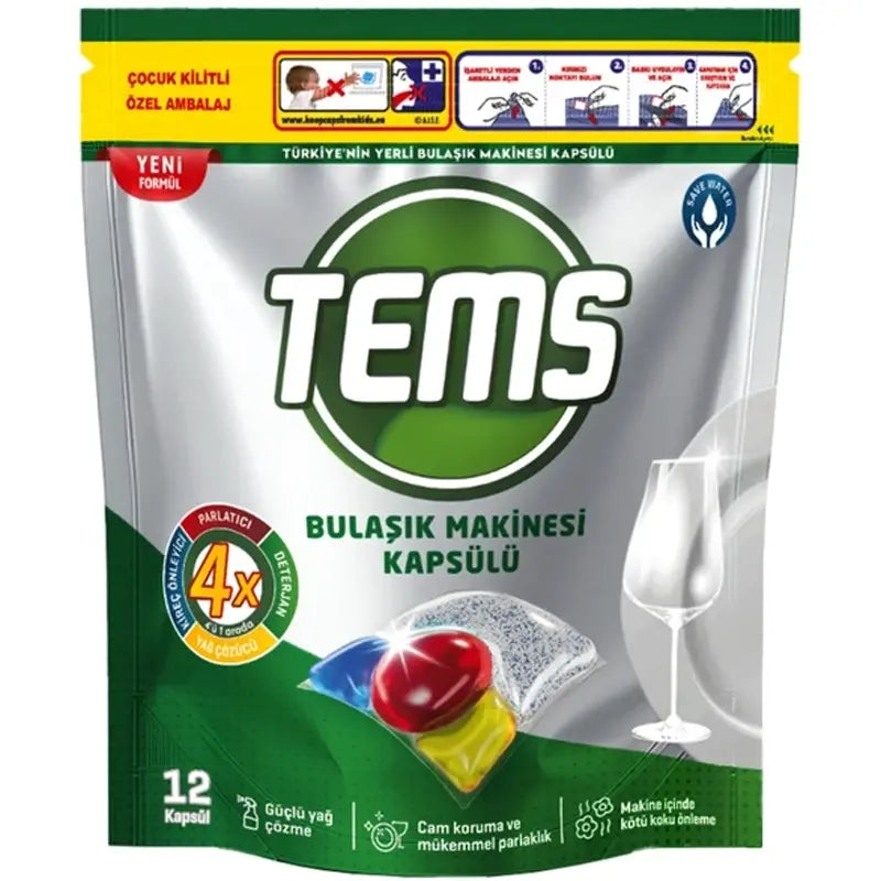 Tems Dishwasher Capsules for Sparkling Clean Dishes 12 Count