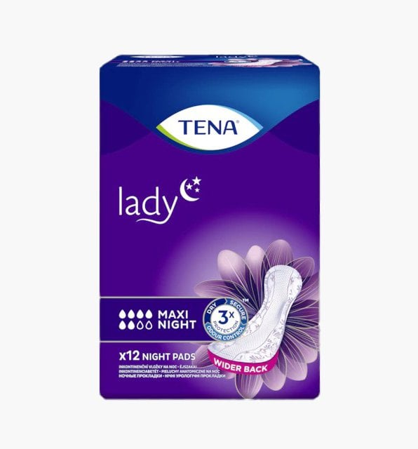 Tena Lady Maxi Night Incontinence Pads for Overnight Protection 12 Count