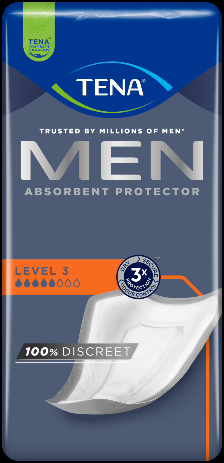 TENA Men Level 3 Bladder Pads, Absorbent Protection, 16 Count