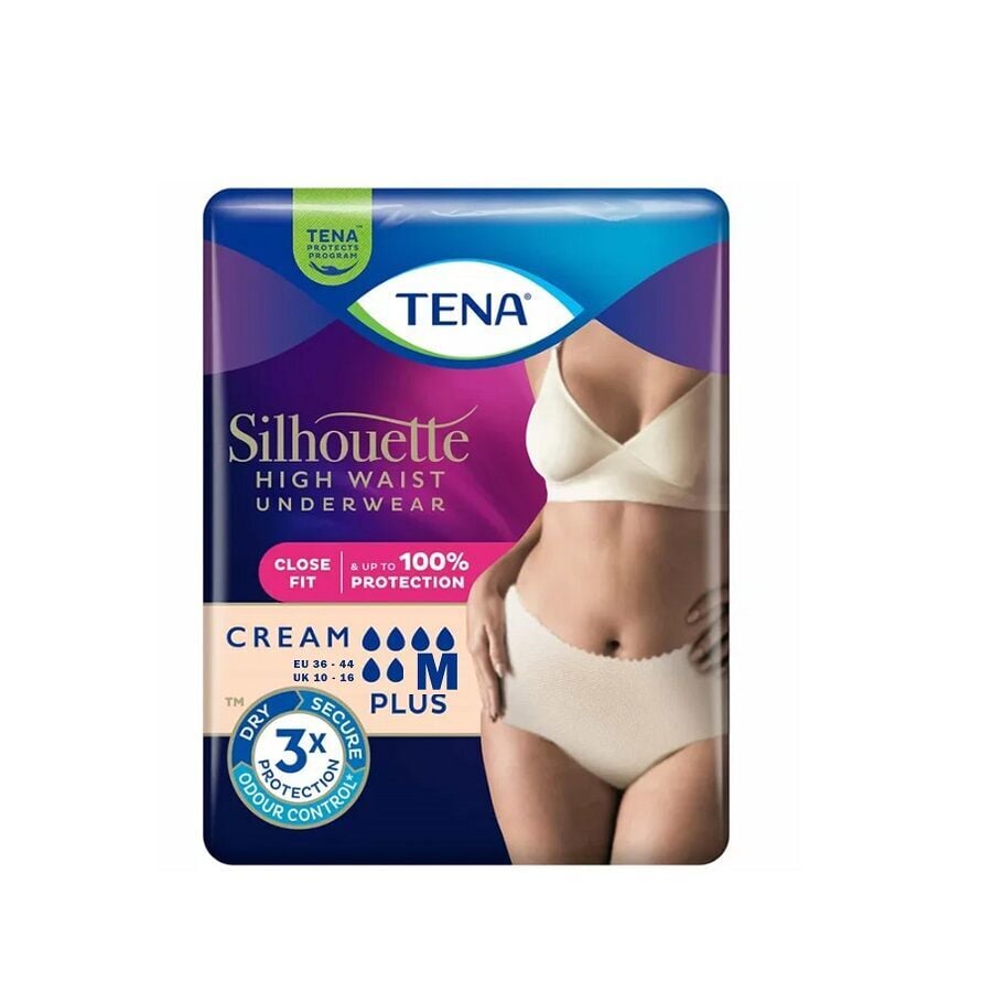 TENA Silhouette Plus High Waist Absorbent Underwear Cream Medium 9ct
