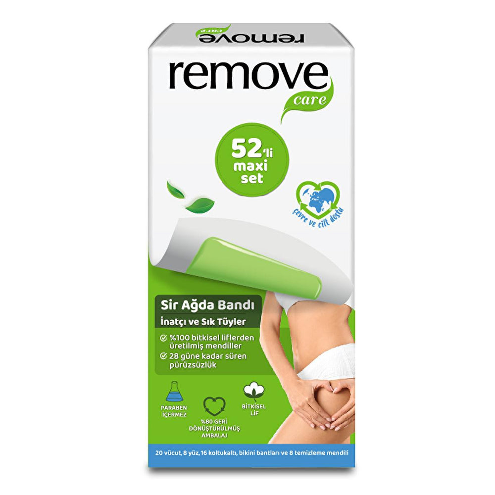 Remove Care Wax Strips Maxi Set - 52 Strips for Body, Face, Bikini - Long Lasting, Easy to Use Hair Removal Wax for Sensitive Skin Remove Care Wax Strips: Long Lasting Hair Removal at Home wax strips, hair removal wax, body wax strips, facial wax strips, bikini wax strips, at home waxing, long lasting hair removal, sensitive skin wax, stubborn hair removal, wax strips with post wax wipes, hair removal, body waxing, face waxing, bikini waxing, waxing at home, hair removal for women, hair removal for sensitiv