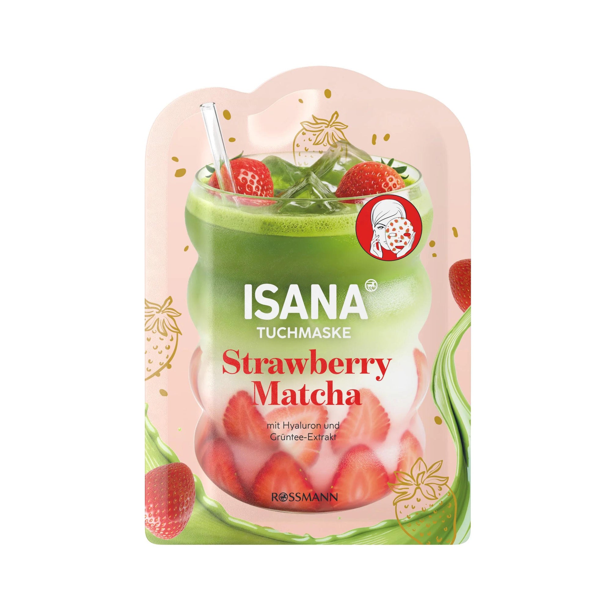 Isana Strawberry Matcha Latte Sheet Mask for Hydration 1 pc