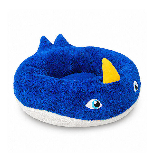 Tigres Puffy Whale Shaped Cat Bed Soft Plush Pet House