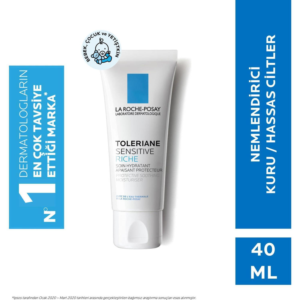 La Roche Posay Toleriane Sensitive Rich Moisturizing Face Cream for Sensitive Skin - 48 Hour Hydration, - Face Cream