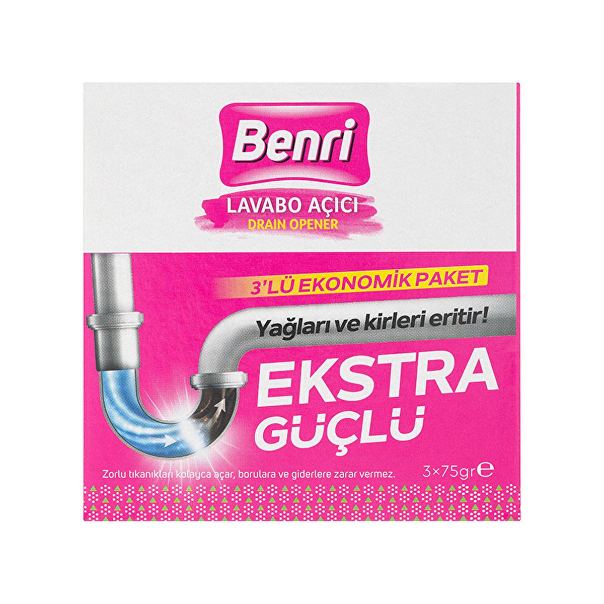 Benri Drain Cleaner - Granular Formula for Clogged Sinks - 3 x 75g Benri Drain Cleaner - Effective Clog Remover drain cleaner, clog remover, sink unclogger, granular drain cleaner, Benri Granül Lavabo Açıcı, DIY drain cleaning, sink drain solution, clogged drain fix, home drain cleaning, plumbing solutions